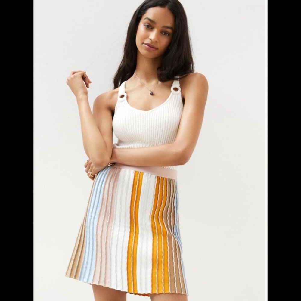 Eva Franco Striped Multicolor Pleated Skirt
